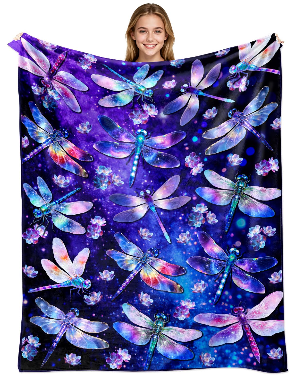 Dragonfly Blanket Gifts for Women Girls Soft Flannel Dragonfly Throw Blanket Merch Stuff Decor for Dragon Fly Lovers 50"X 40"