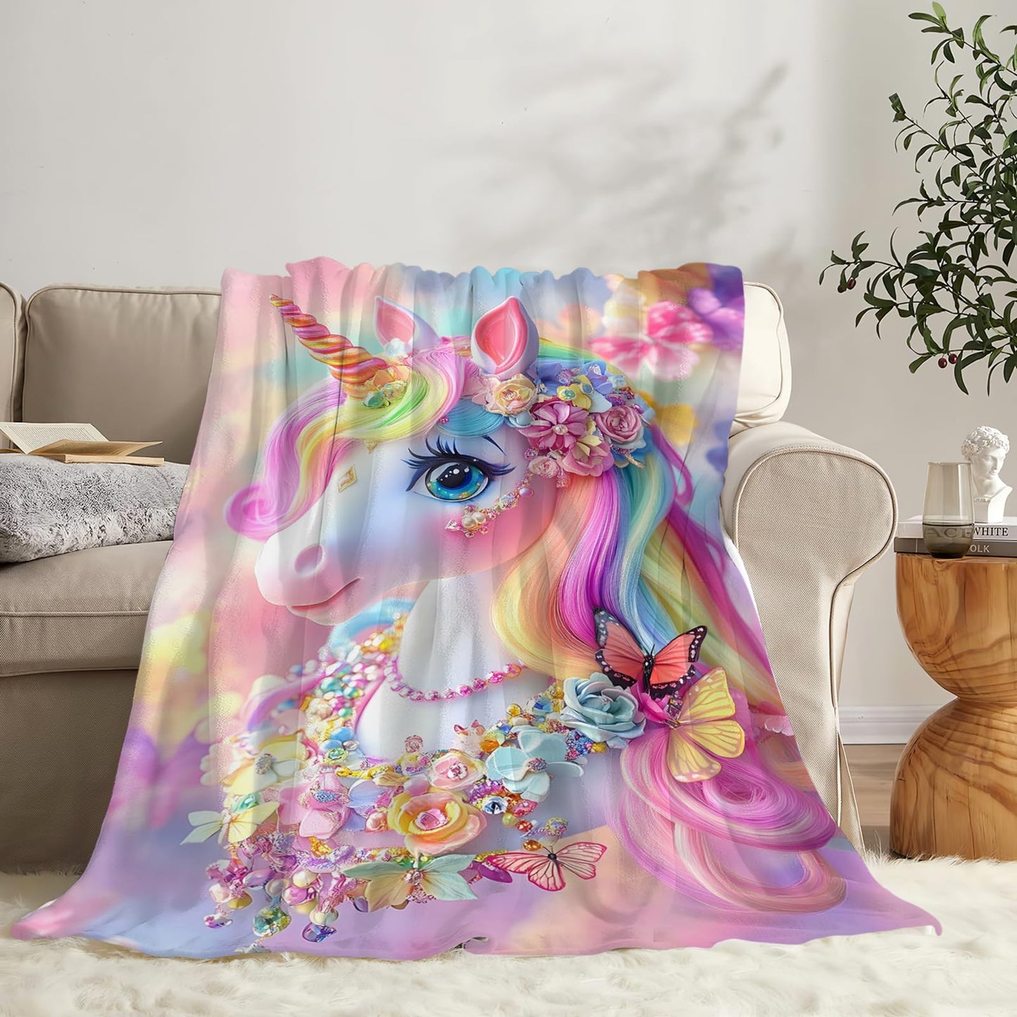 Tijuboni Pink Unicorn Throw Blanket Unicorn Gifts for Girls Women Boys Men Kids Adults Soft Flannel Fleece Blanket for Couch Sofa Bed Home Decor 40"x50"