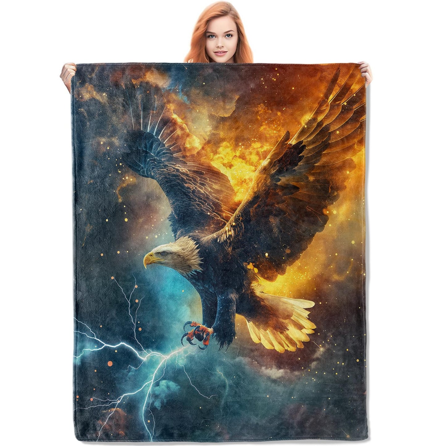 VANZEV Eagle Blanket, 50"x60" Flannel Fleece Throw for Kids & Adults, Ultra-Soft and Warm Home Decor, Eagle Gift