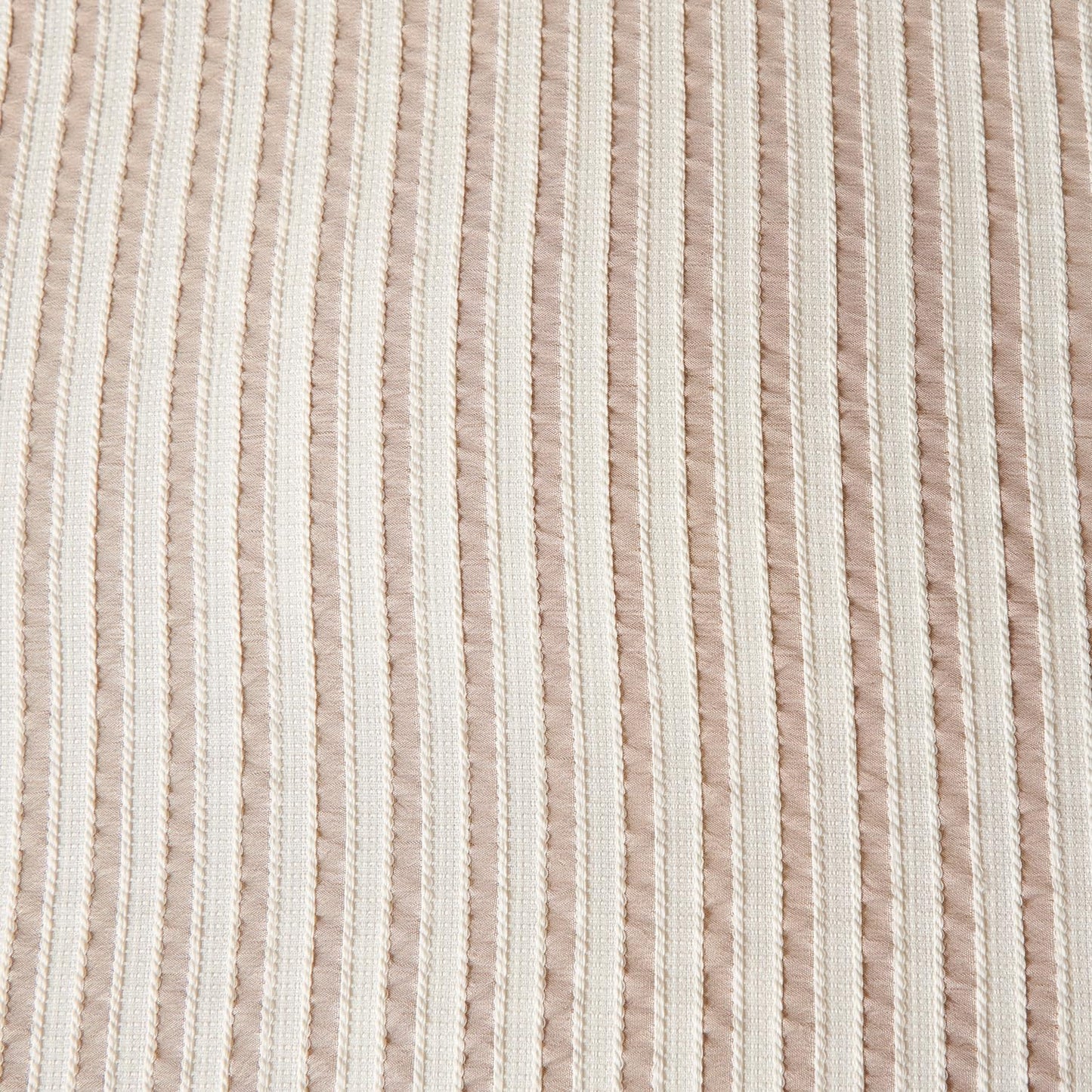 BUPIRD Queen Comforter Set Striped Beige 100% Soft Washed Microfiber Jacquard 3 Pieces Striped Bedding Sets Beige White Comforter for All Seasons and 2 Pillowcases Comfort Breathable