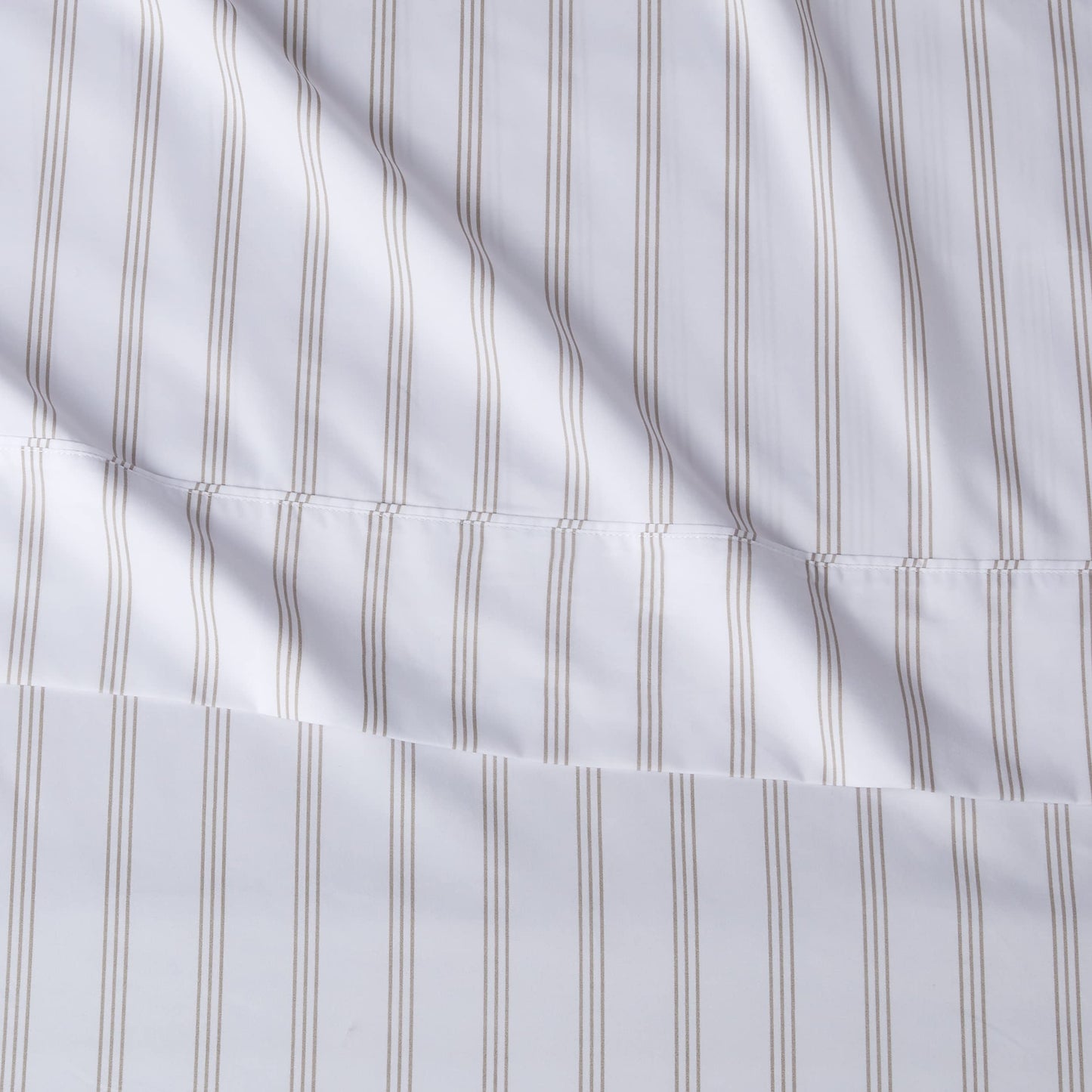 Amazon Basics Lightweight Breathable Brushed Microfiber 4-Piece Bed Sheet Set, Wrinkle Resistant with 14-Inch Deep Pockets, Queen, Taupe Stripe
