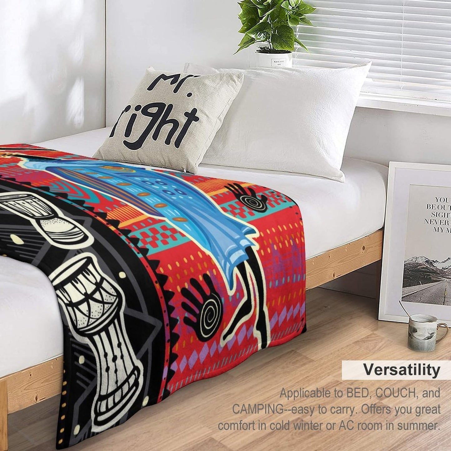 ZhiRain African Throw Blanket Black Woman Ancient Tribal Ethnic Bohemian Blanket for Sofa Bed Couch Chair Or Dorm 50"x60"