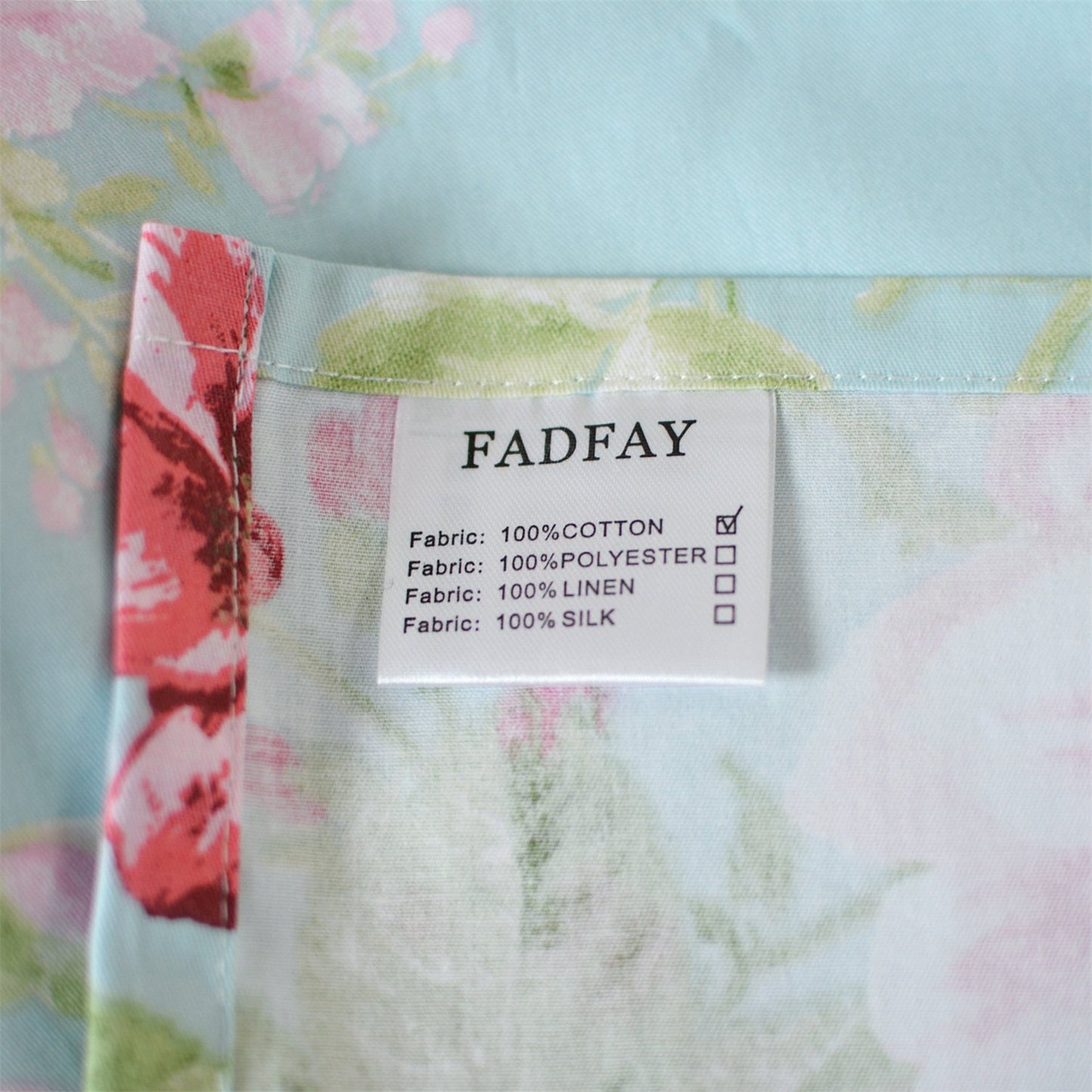 FADFAY Shabby Pink Floral Bed Sheet Set Cotton Deep Pocket Sheets 4-Piece King Size