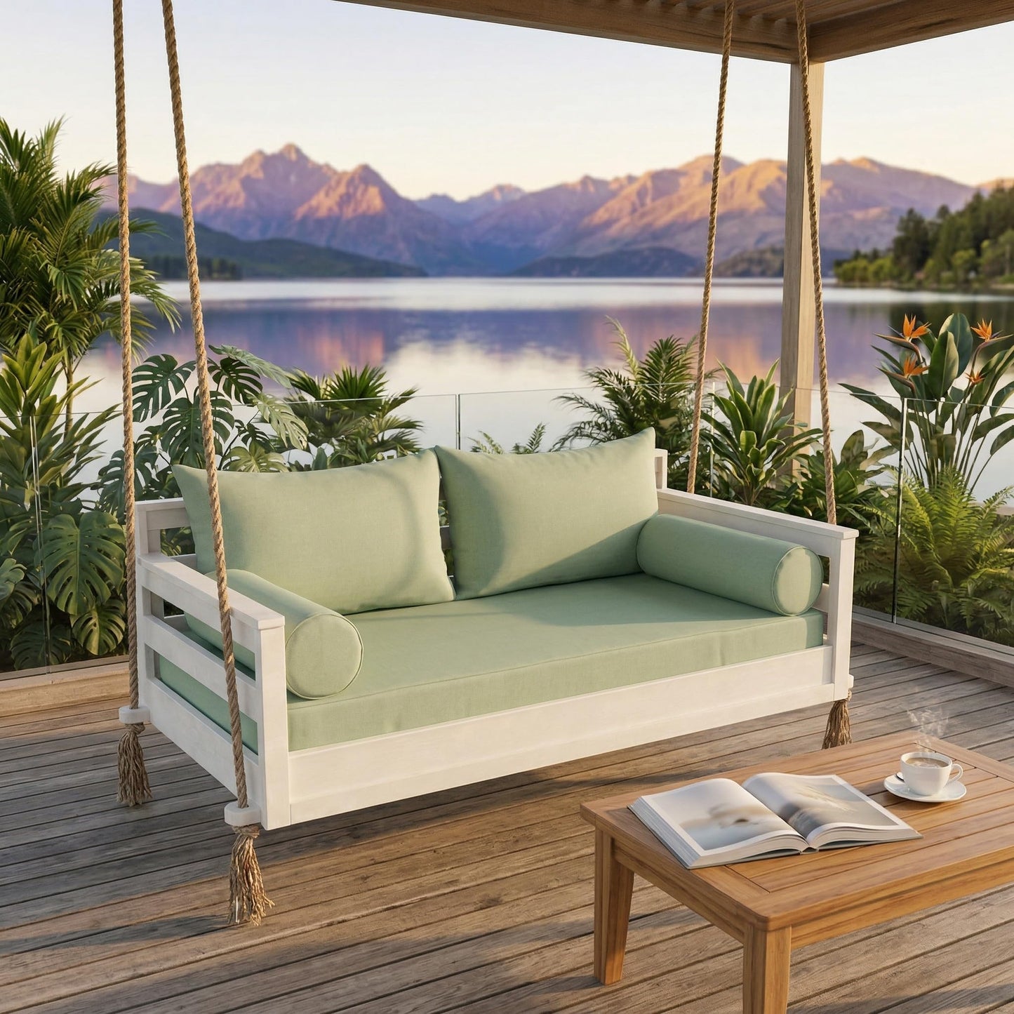 WQZWDFC Outdoor Daybed Cushion Cover Twin Size Patio Swing Bed Mattress Bolster Pillow Fitted Sheet Covers with Zipper -Only Cover (Off-White)