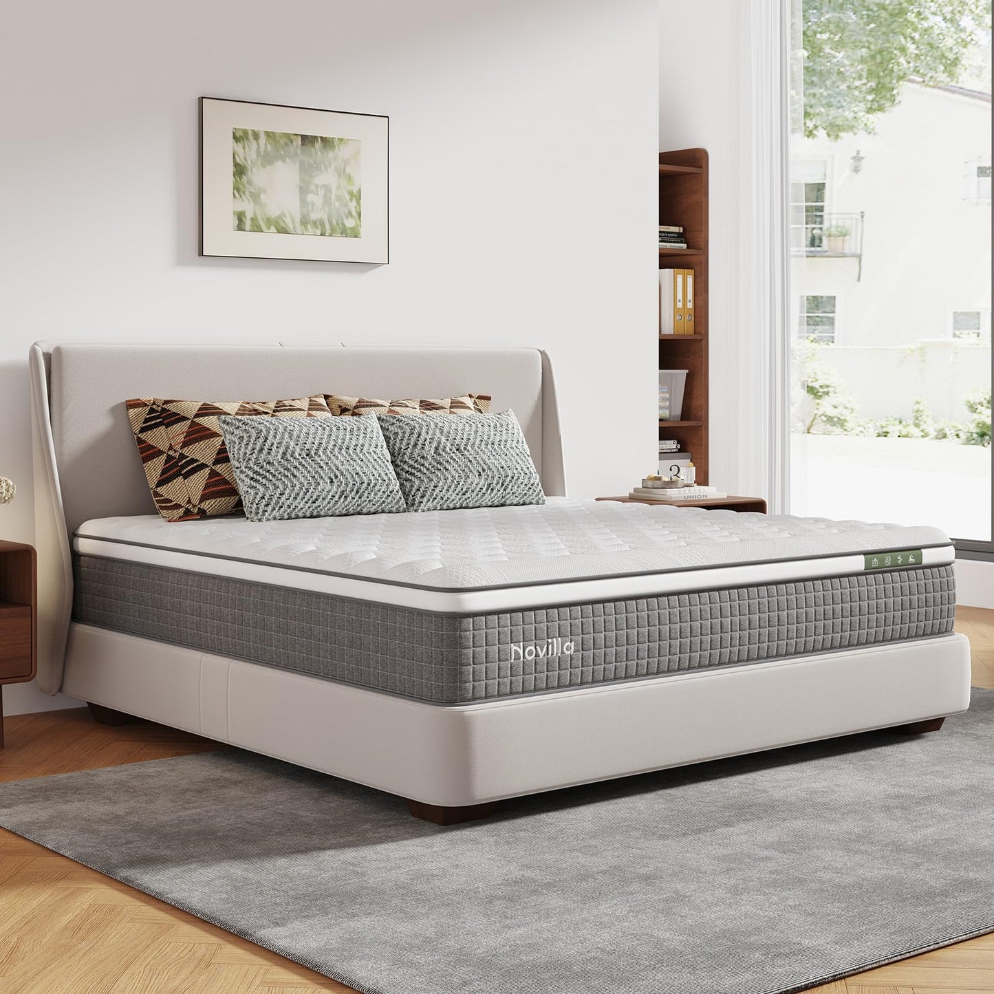 Novilla 12 Inch Twin Hybrid Mattress,Twin Size Mattress with Pocketed Coils, Gel-Infused Memory Foam & Cool-Touch Nylon Cover for Balanced Support & Spinal Alignment CertiPUR-US Certified