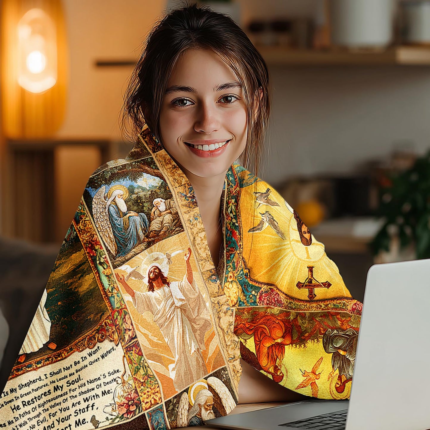 Christian Jesus Blanket Christian Prayer & Scripture Throw Blanket - Inspirational Bible Verses, Ultra-Soft Lightweight Flannel (60"X50") for Adults & Kids - Uplifting Faith Gift
