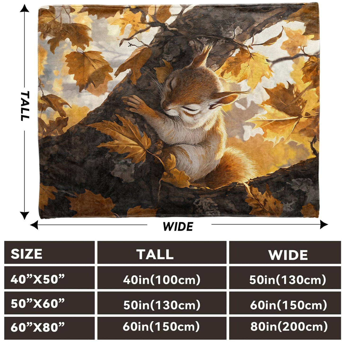 Lugiu Cute Squirrel Blanket, Lightweight Comfy Sleeping Squirrel Nestled in Tree Blankets for Couch Sofa Bedroom, Soft Plush Travel Flannel Throw Blanket Gifts for Women Boys Girls, Home Decor 60×50in
