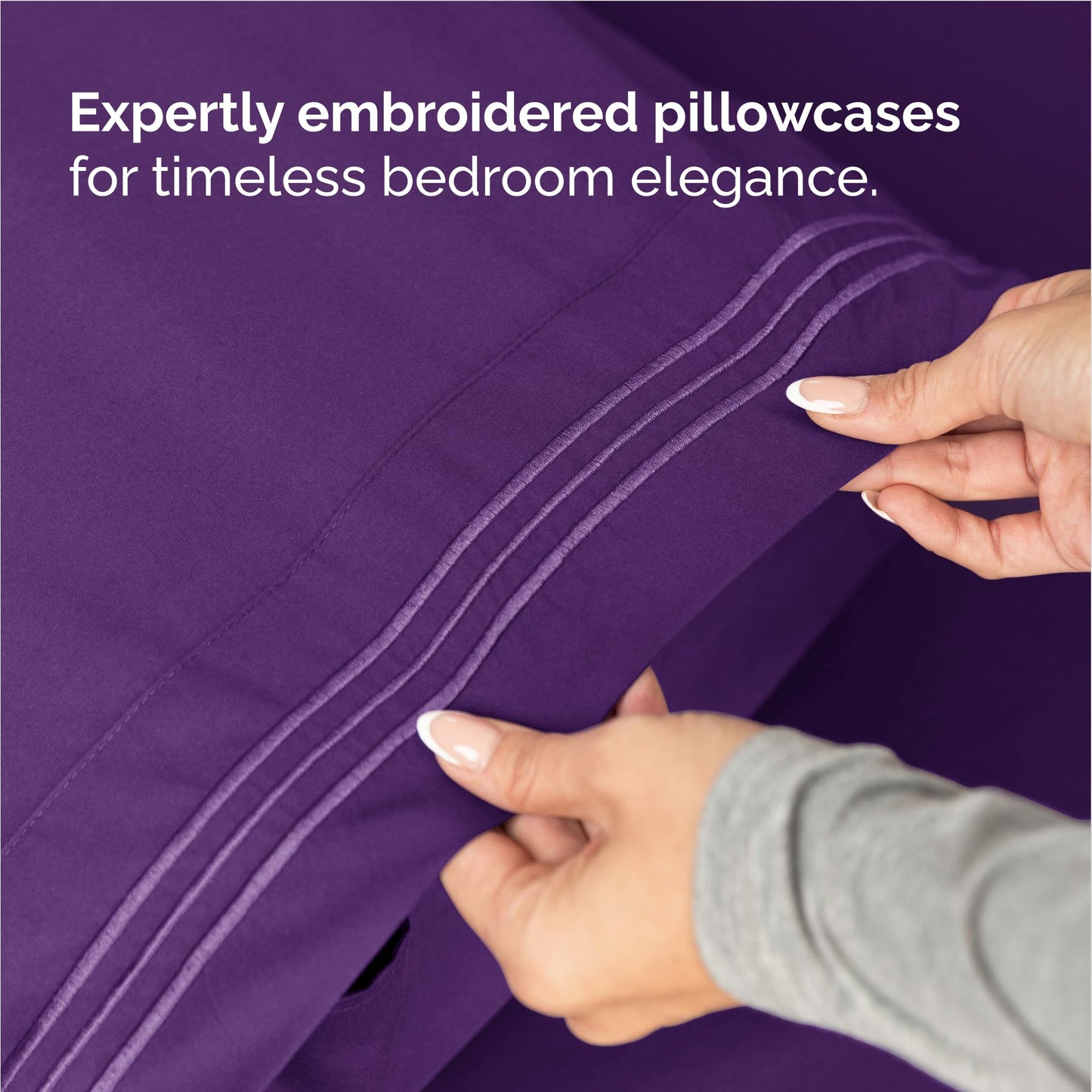 Full Size 4 Piece Sheet Set - Comfy Breathable & Cooling Sheets - Hotel Luxury Bed Sheets for Women & Men - Deep Pockets, Easy-Fit, Extra Soft and Wrinkle Free Sheets - Purple Oeko-Tex Bed Sheet Set