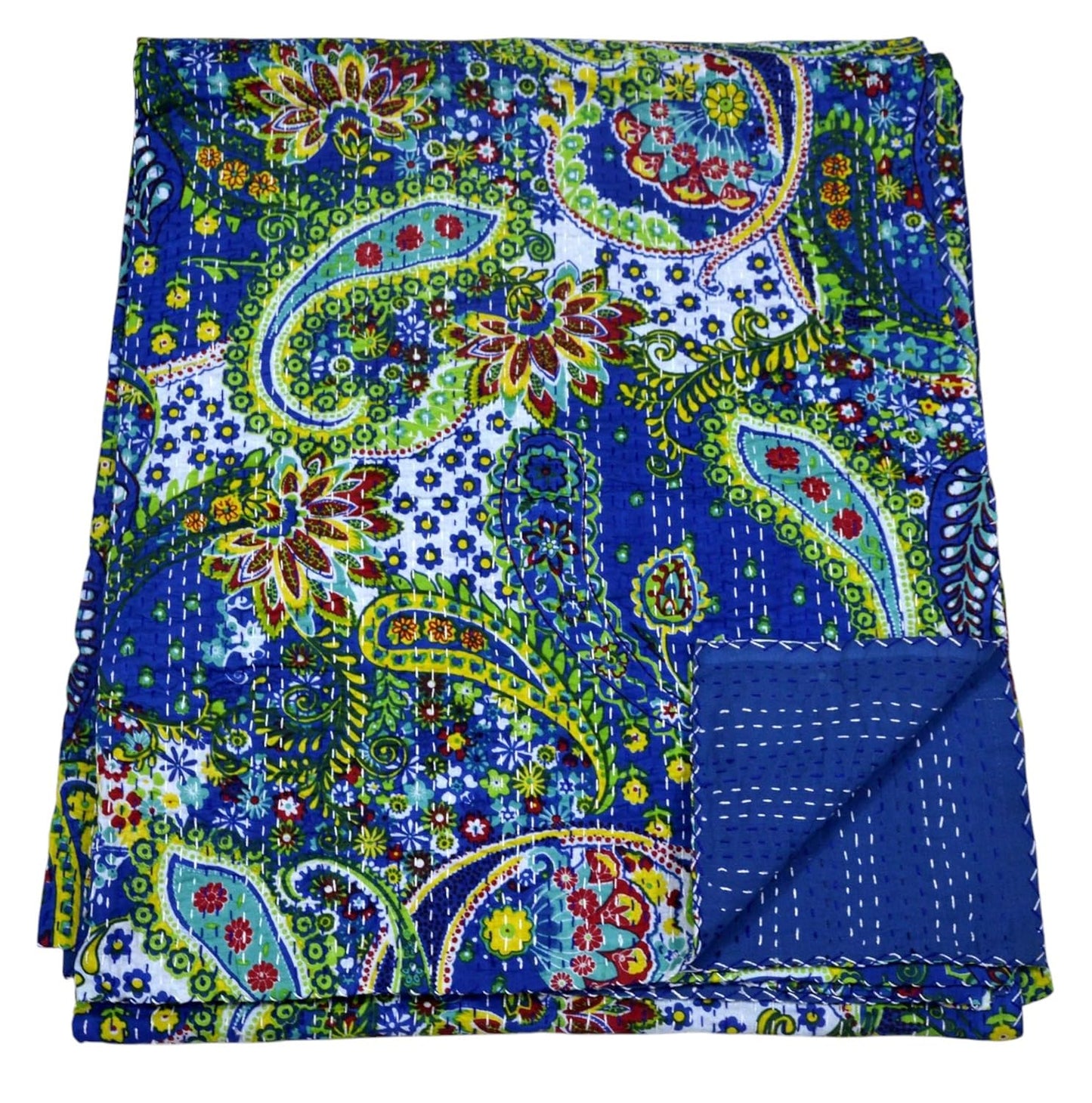 Arprani Indian Vintage Kantha Quilt Set Handmade Cotton Throw Blanket Bedspread gudari Paisley Bohemian bedspreads Boho Queen Size Quilt