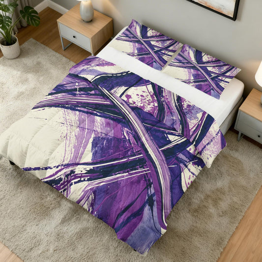 Purple Abstract Full Size Comforter Sets 3 Piece
