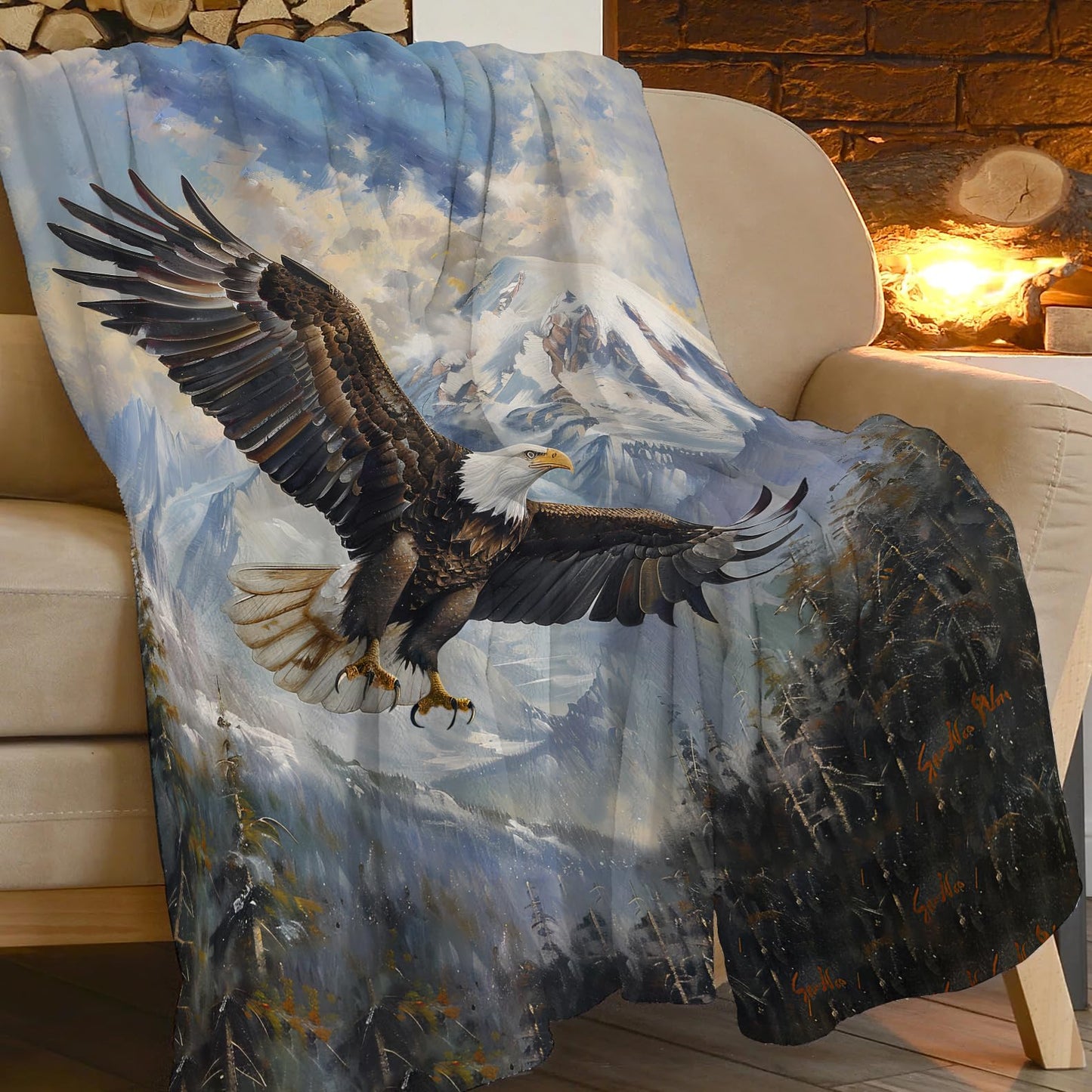 SweetFox Bald Eagle Blanket American Eagle Decor Throw Blanket Gifts for Girls Boys Super Warm Soft Plush Lightweight Fleece Flannel Winter Couch Bedding Blankets for Kids Adults Women Men 50"X40"
