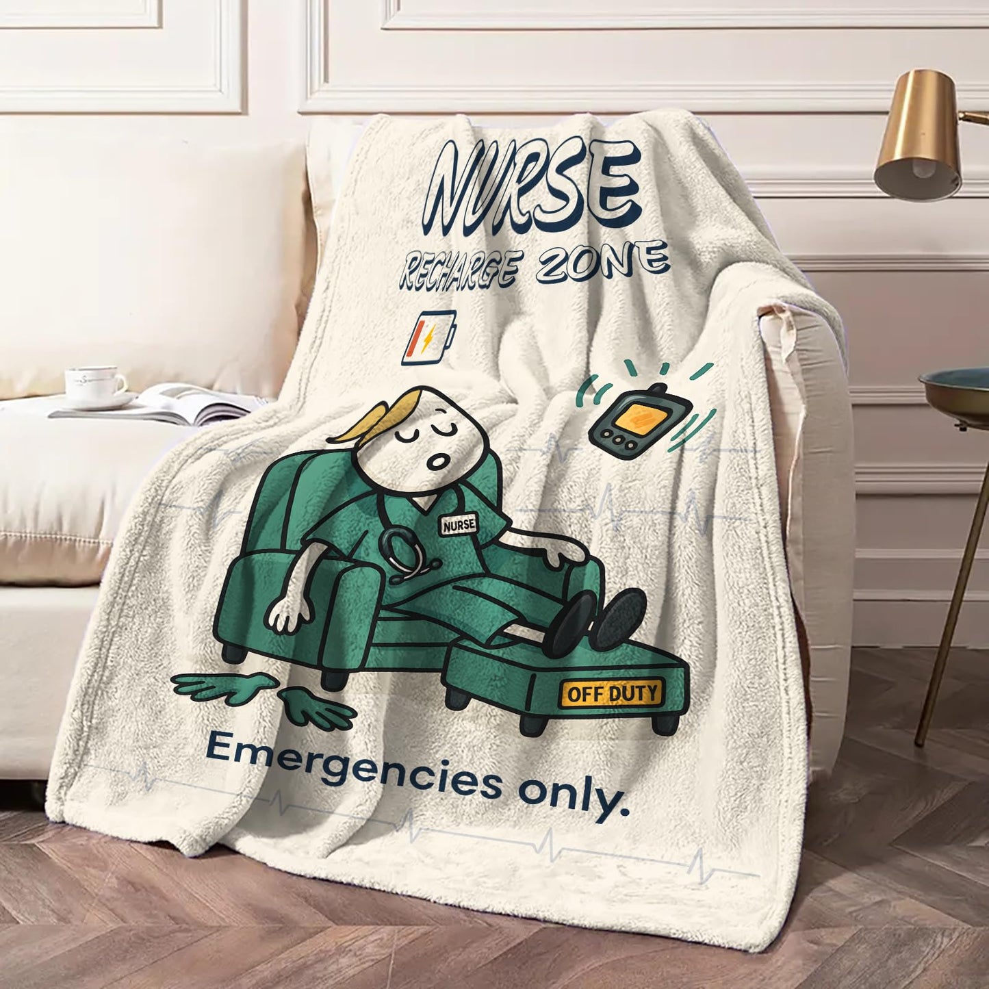 LuxeCove Nurse Blanket Gift, Recharge Humor Throw for RN LPN CNA NP, Nurses Week & Graduation Appreciation, Funny Cozy Couch Decor for Women & Men, Nursing Student Gift, 50'' x 60''