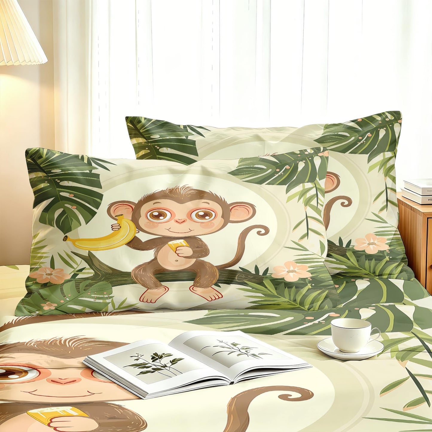 Monkey Banana Twin Bedding Set Jungle Animal Sheet Sets