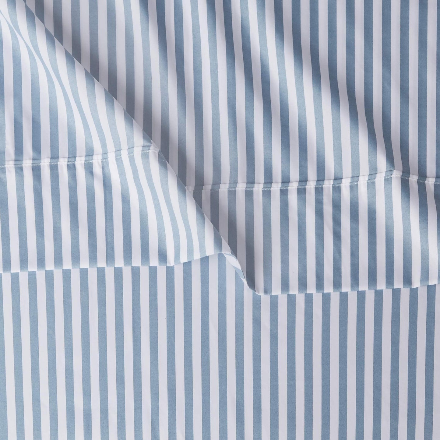 Amazon Basics Breathable, Brushed Microfiber Wrinkle Resistant 3 Piece Bed Sheet Set with 14-Inch Deep Pockets, Twin, Dusty Blue Pinstripe, Printed