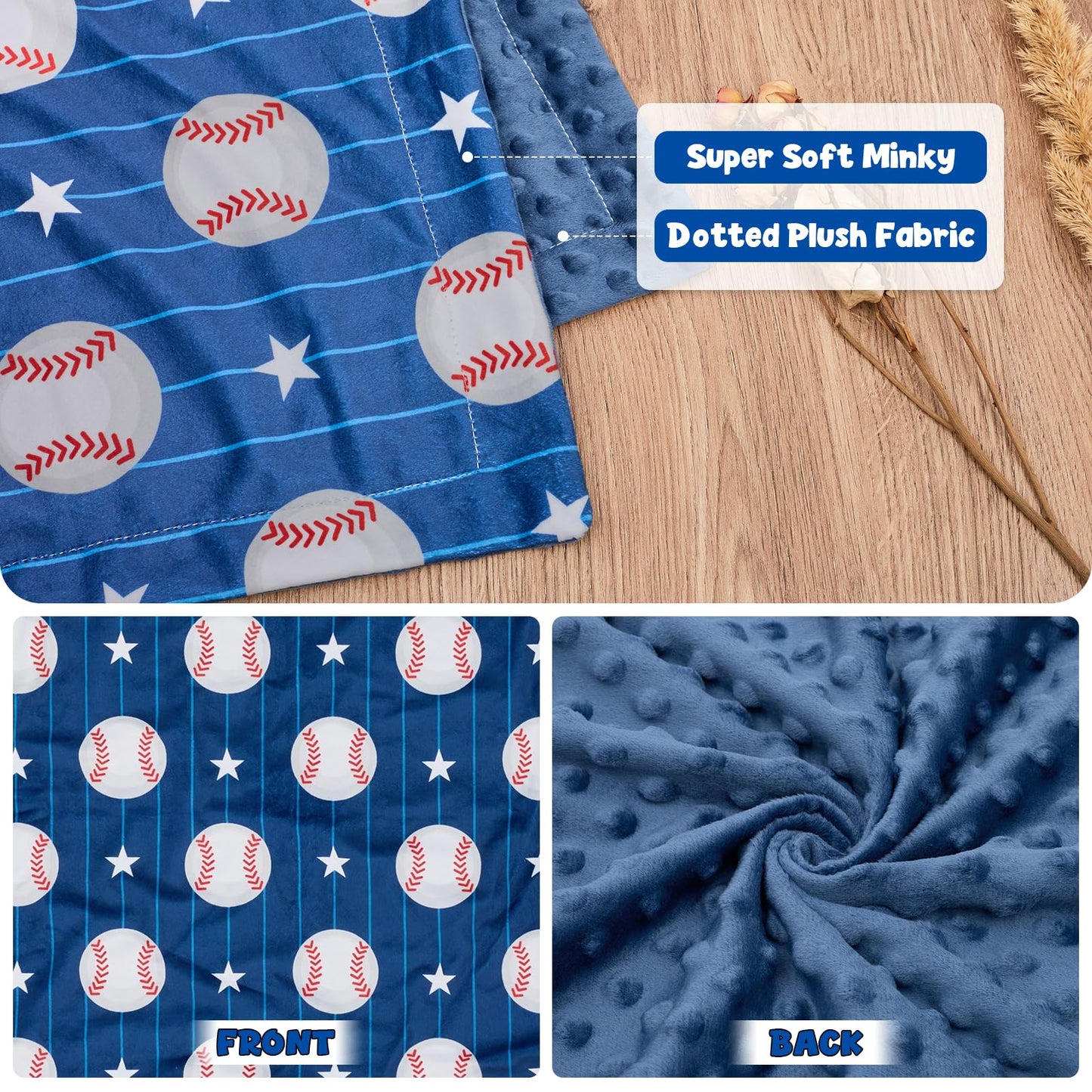 Baby Blanket for Boys Girls Super Soft Double Layer Minky with Dotted Backing Cute Cow Crib Receiving Blanket Bed Throws for Newborns Nursery Stroller Toddler 30 x 40 Inch (Blue Soccer)