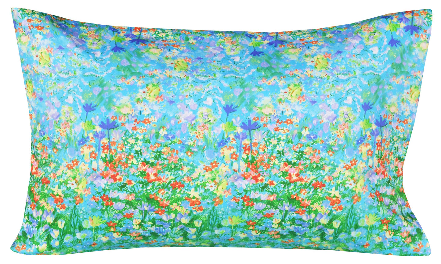 Scientific Sleep Green Garden Flower Lake Impressionism Cute Fun 100% Cotton Cozy Twin Bed Sheet Set, Flat Sheet & Fitted Sheet & Pillowcase Kids Girls Bedding Set (Green Garden, Twin)