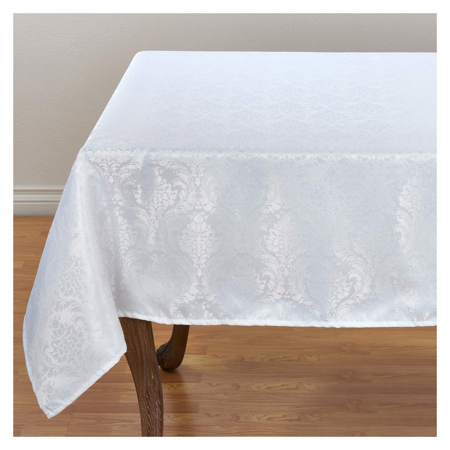 Occasion Gallery White 100% Polyester Victorian Damask Tablecloth, 70" X 180" Rectangle