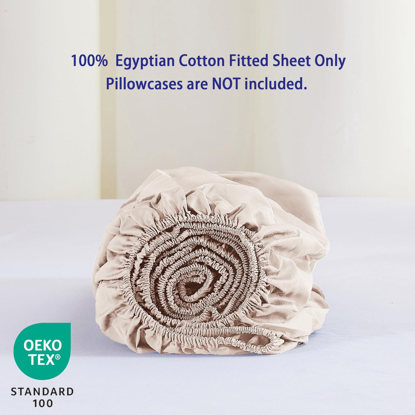 2 Pack Queen Fitted Sheets Only, 100% Egyptian Cotton, Super Soft 600 Thread Count Sateen, 16" Deep Pocket Bottom Sheets, Breathable Hotel Quality, Durable All-Around Elastic, Light Beige