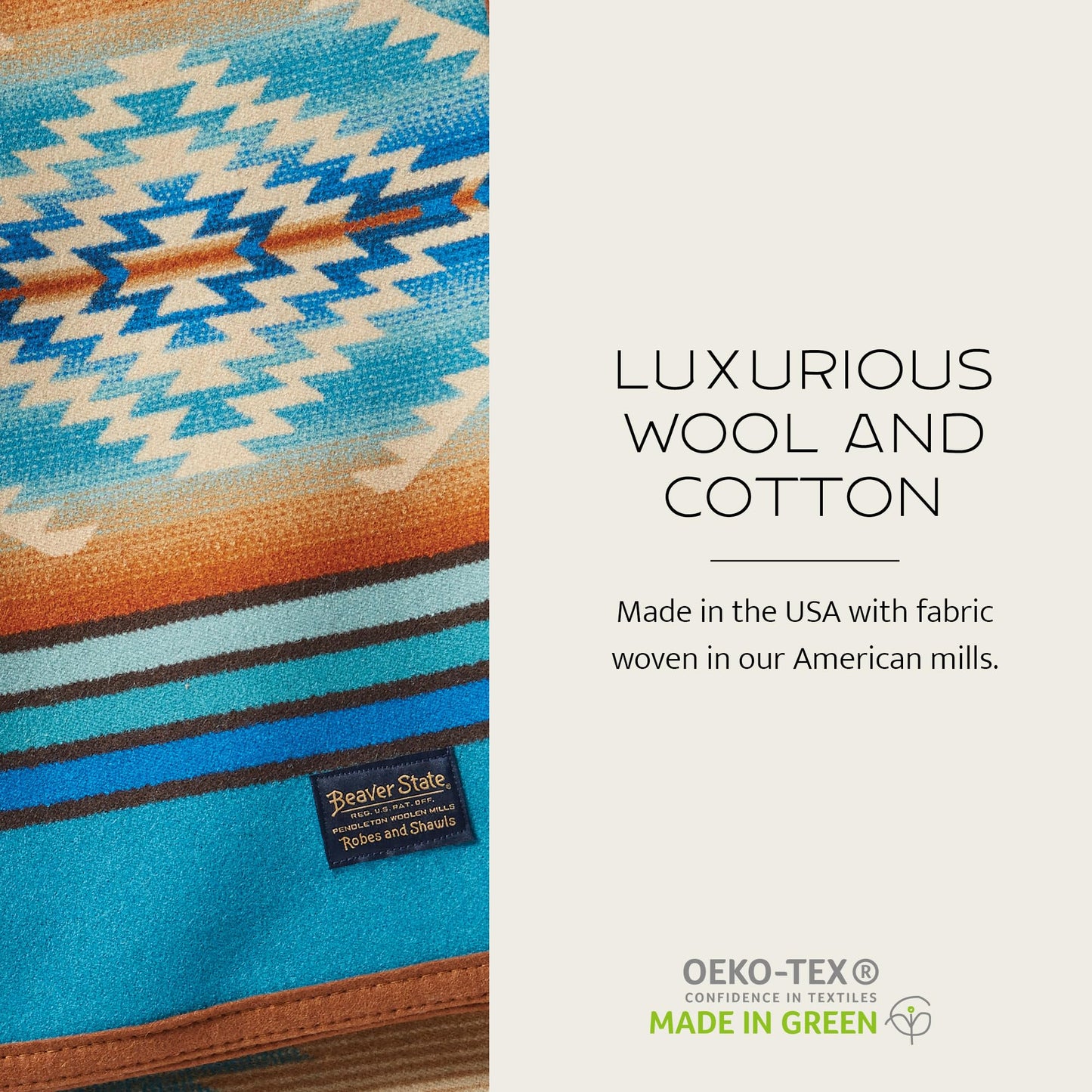 Pendleton Jacquard Unnapped Twin Blanket 64" x 80" - Heirloom Quality Virgin Wool, Reversible, Reinforced Ultrasuede Binding, Made in USA - Lost Trail