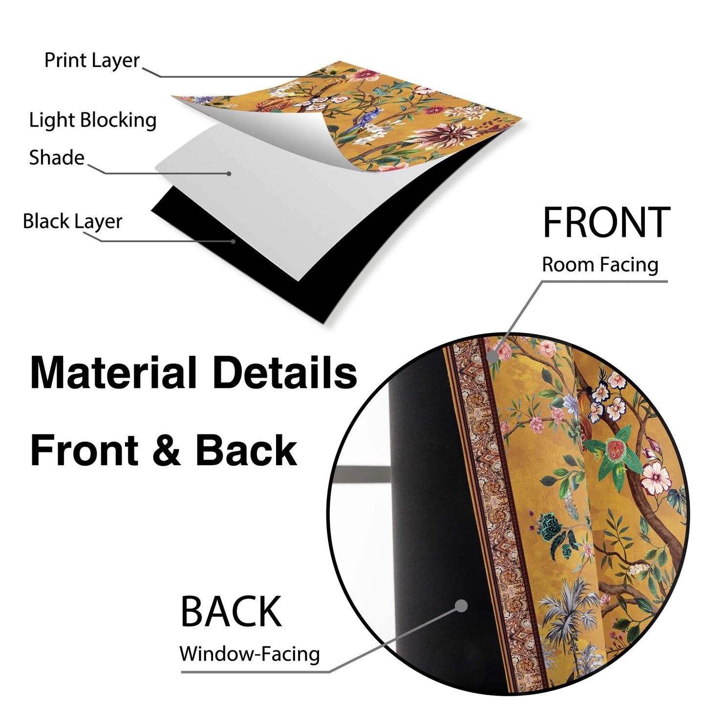 HMS Happy Memories Rod Pocket Door Curtains Thermal Insulated Room Darkening Curtains Blackout Floral Style Drapes Window Curtain 1 Panel for Living Room Bedroom Kitchen(Tree of Life 52"x 84")