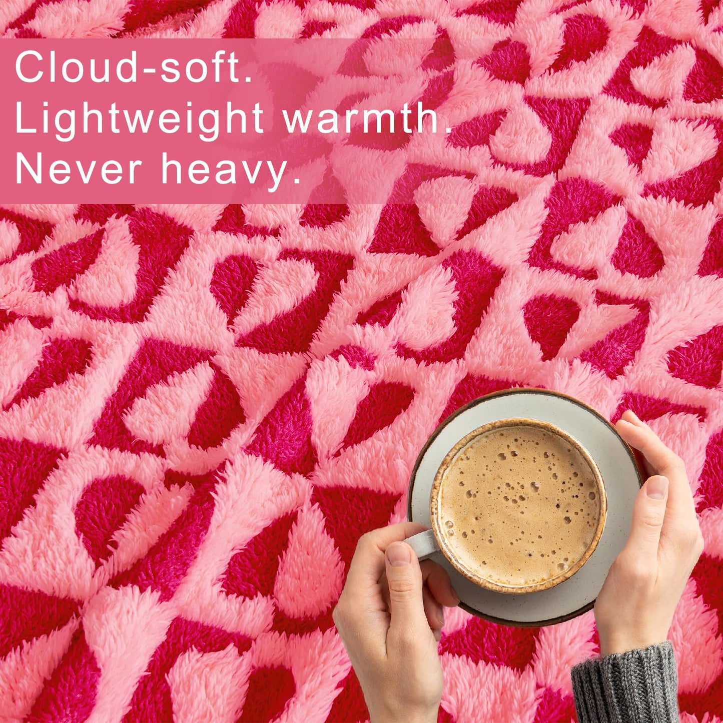 GIOKARNNA Hot Pink Throw Blanket with Hearts Checkered Throw Blanket for Lover Mom Gifts Valentines Day Blanket Lap Blanket, 60x80 Inches, 300GSM