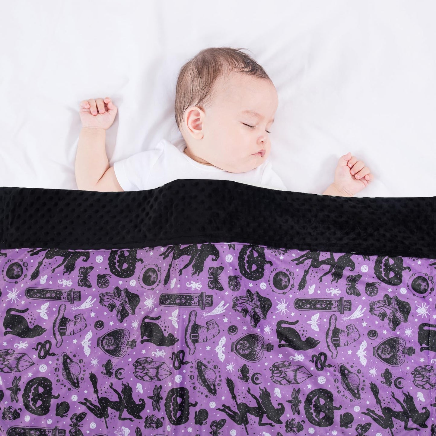 Donsonny Baby Blanket for Boys Girls Soft Minky with Double Layer Dotted Backing, Halloween Printed 30 x 40 Inch Receiving Blanket (Halloween Witch)