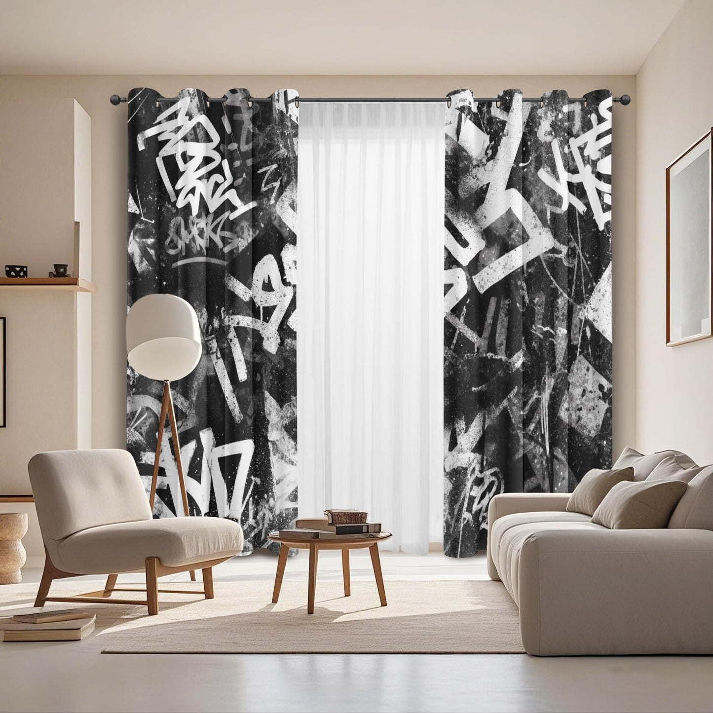 Graffiti Blackout Curtains for Bedroom Living Room Cool Graffiti