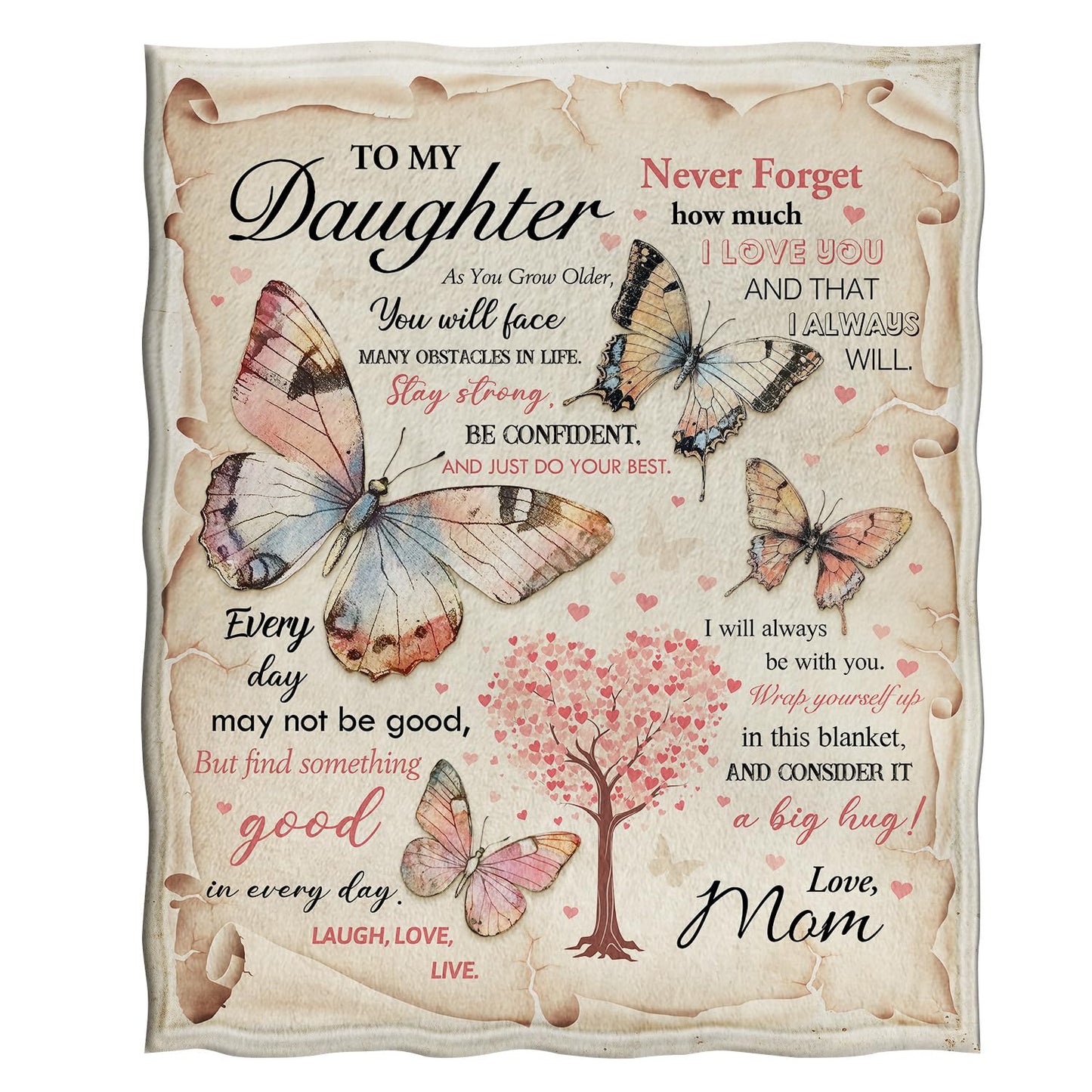 Jekeno Daughter Blanket from Mom, Birthday Gifts from Mom and Dad, Daughter Gift Blanket Super Soft Throw for Mothers Day 50"x60"