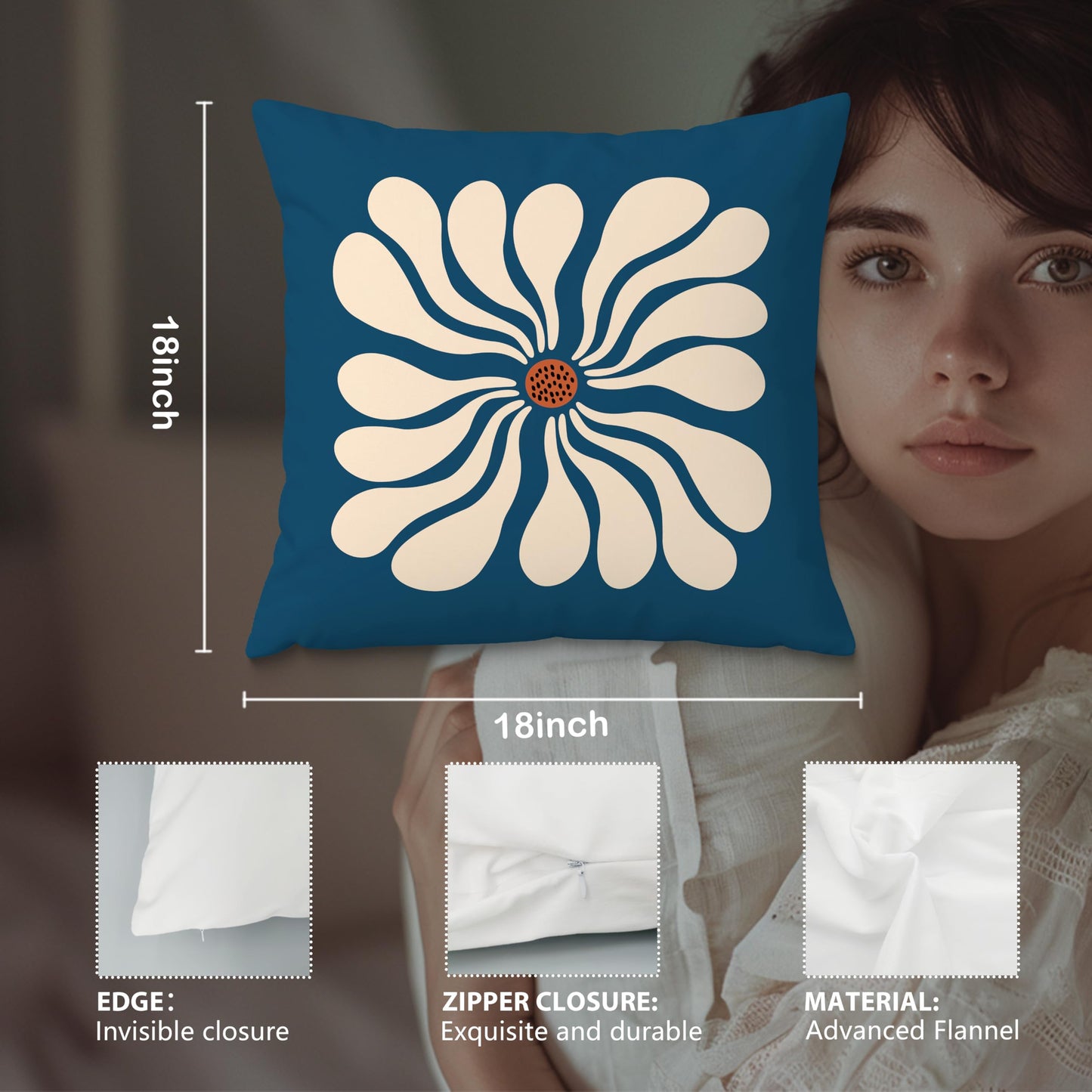 Fuasei Mid Century Modern Pillow Covers 18x18, 70 Retro Boho Hippie Beige Flower Decorative Pillow Covers for Bedroom Living Room Decor, Eclectic Pillow Covers, Mid Century Modern Decor, Set of 2