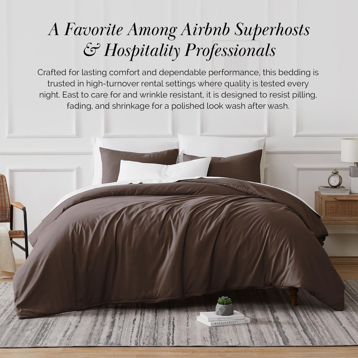 Southshore Fine Living, Inc. Oversized California King Duvet Cover Set - Hotel Quality Brown Duvet Cover King Size - Pet Hair Resistant Bedding - Zipper Closure, 2 Pillow Shams - Chocolate Brown