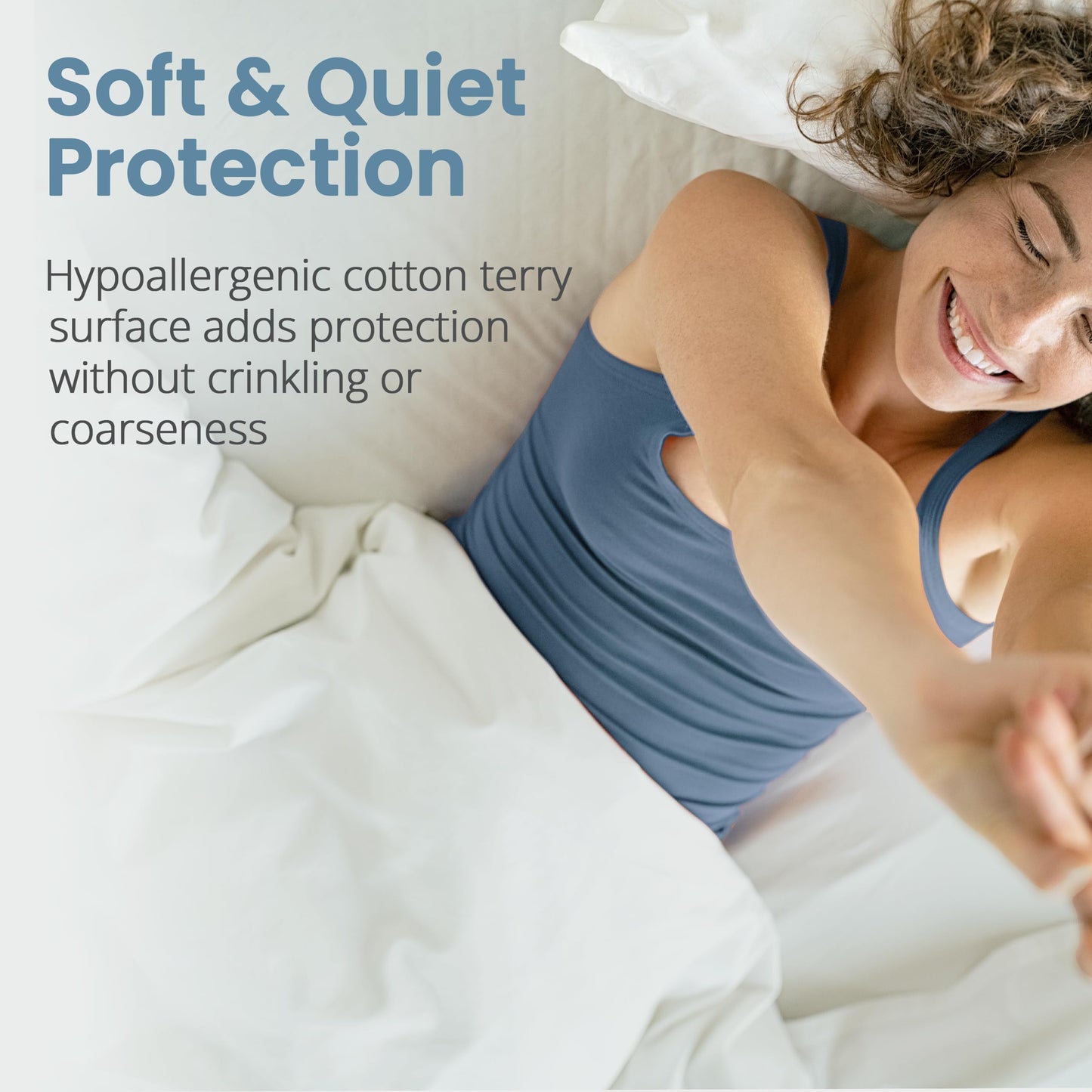 SafeRest Waterproof King Size Mattress Protector - Fitted with Stretchable Pockets - Machine Washable Cotton Blend Mattress Cover for Bed