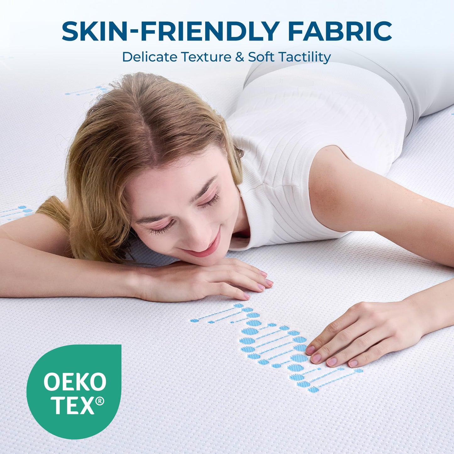 BDEUS 3 Inch Twin Memory Foam Mattress Topper with Collagen-Rich Cover, Soft Mattress Pad for Skin-Hydrating & Back Pain Relief, CertiPUR-US Certified