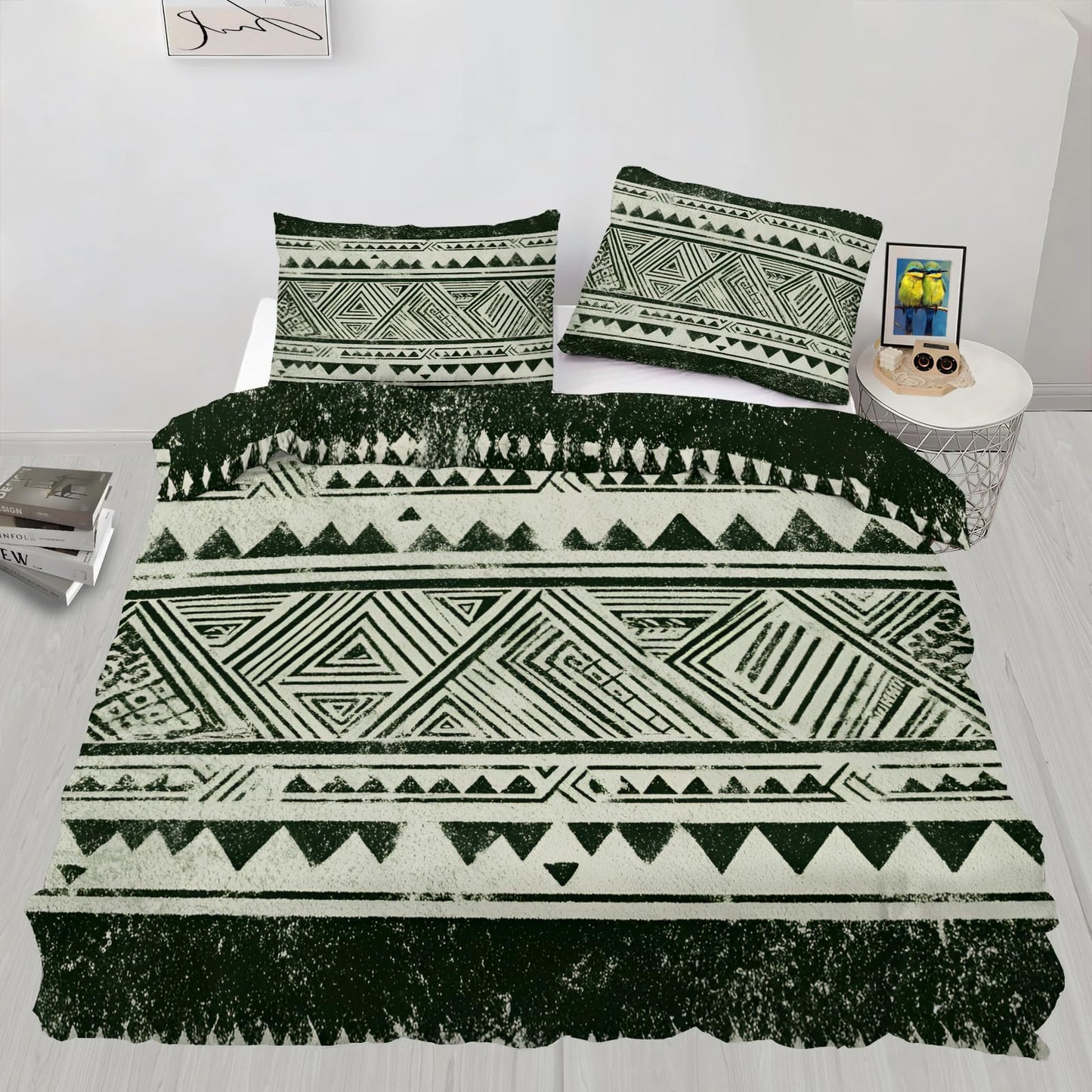 ZAOMIR Boho Aztec Duvet Cover Twin Size, Bohemian Exotic Southwestern Bedding Set 3 Piece, Geometric Striped Patterned Comforter Cover with Zipper Soft Microfiber, 2 Pillowcases