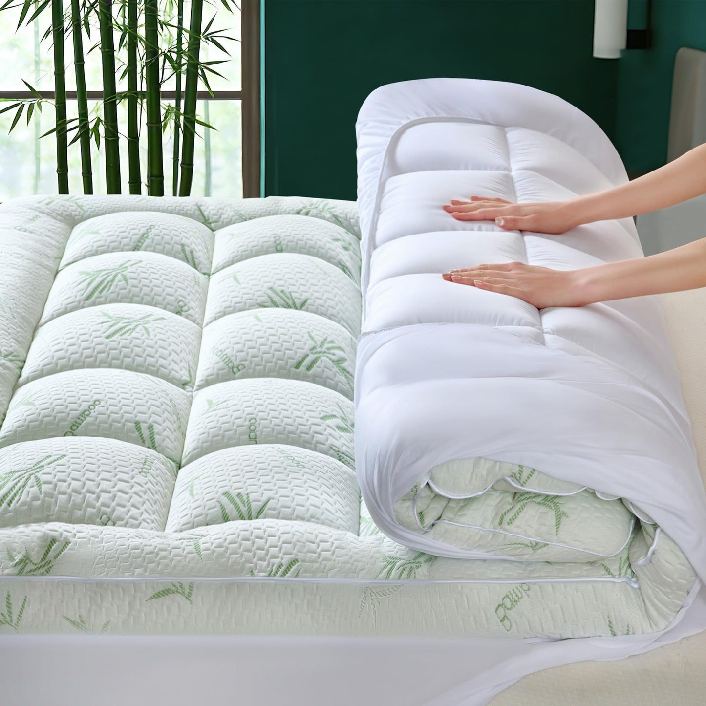 LUNESTRY King Mattress Topper, Plush Pillow Top Mattress Pad, 40% Rayon Derived from Bamboo-60 x83