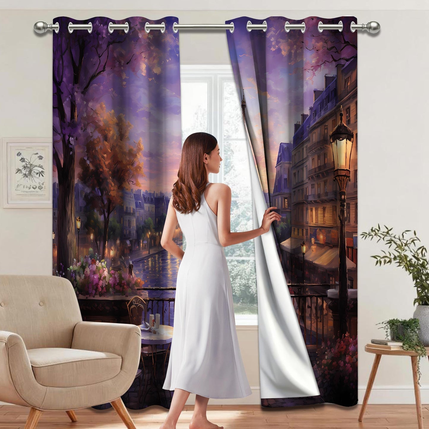 Lvetong Lvtong Vintage Paris Blackout Curtains, 52" W x84 L inch, 2 Panels