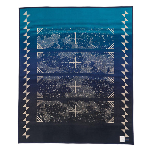 Pendleton American Indian College Fund Blanket - 64" x 80" Wool Cotton Soft, Reversible Blanket, Ultrasuede Binding, Made in USA - Infinite Prayer