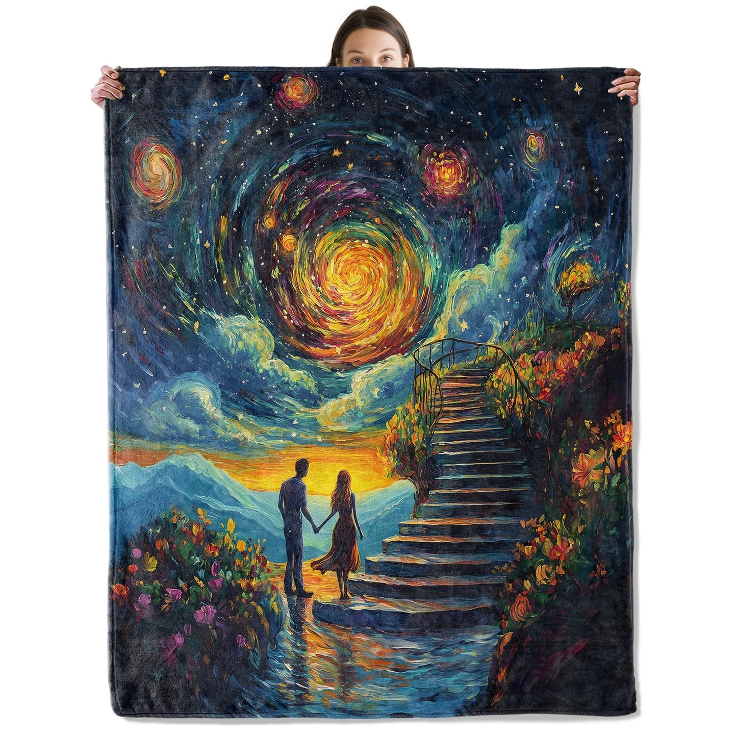 wyxdwh Romantic Starry Night Blanket, Cozy Flannel Dreamy Galaxy Sky Throw Blanket for Couch Outdoor, Plush Soft Lightweight Travel Blankets for Bed Decor and Gifts, for Women Men Adults 50"x60"