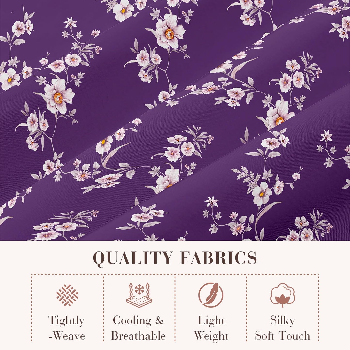 YIYEA Floral Sheets Full Size, Premium Double Brushed Microfiber Bed Sheet Set for All Season, Soft Breathable, 16" Deep Pocket, Shrinkage and Fade Resistant, 4PC, Full