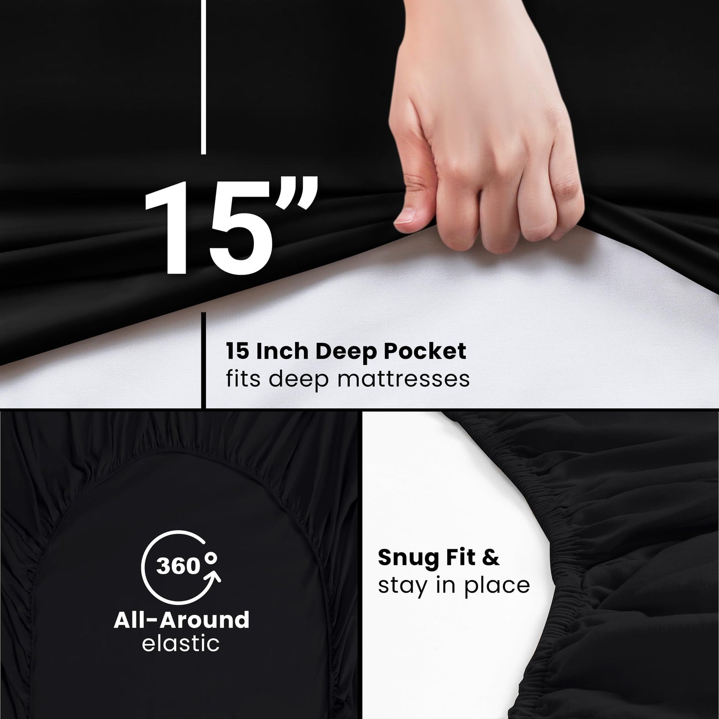 Utopia Bedding Full Fitted Sheet - Bottom Sheet - Deep Pocket - Soft Microfiber - Shrinkage and Fade Resistant - Easy Care -1 Fitted Sheet Only (Black)