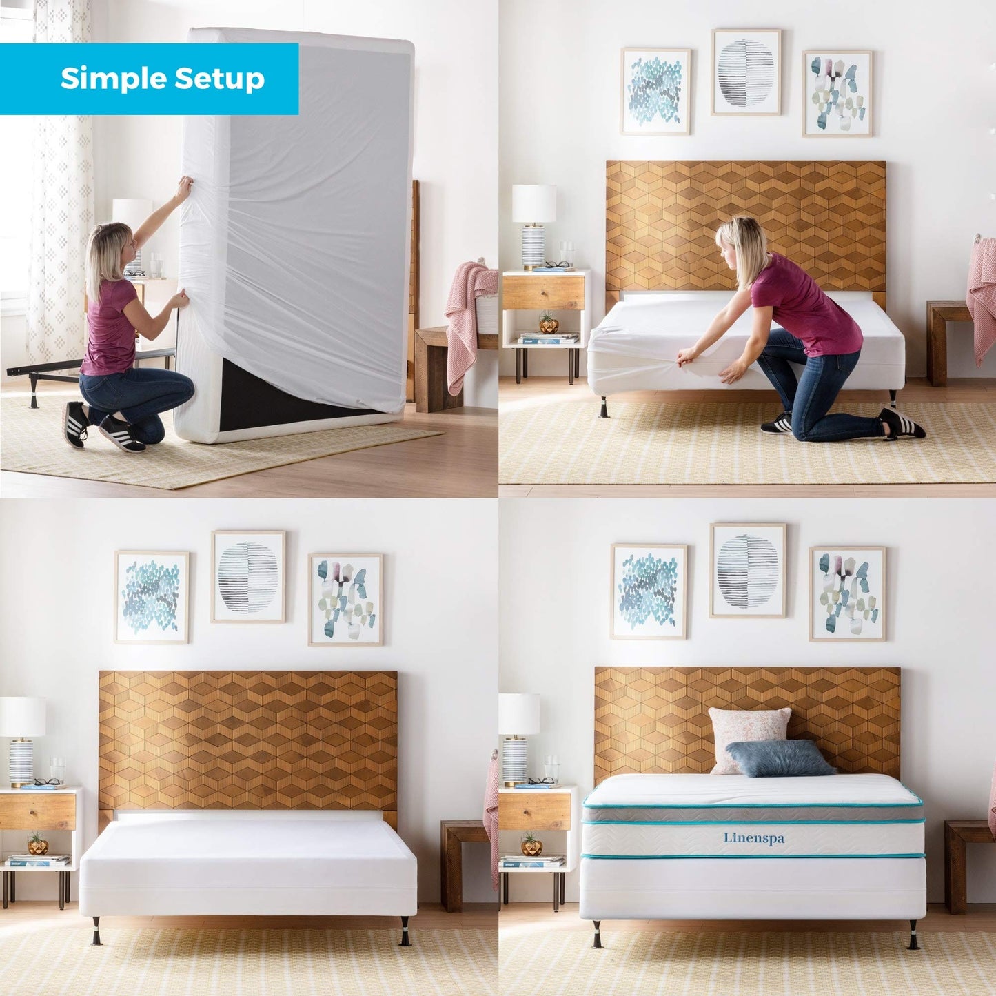Linenspa Box Spring Encasement – Twin XL Size Box Spring Cover – Zippered and Waterproof Protector, Complete Protection – White