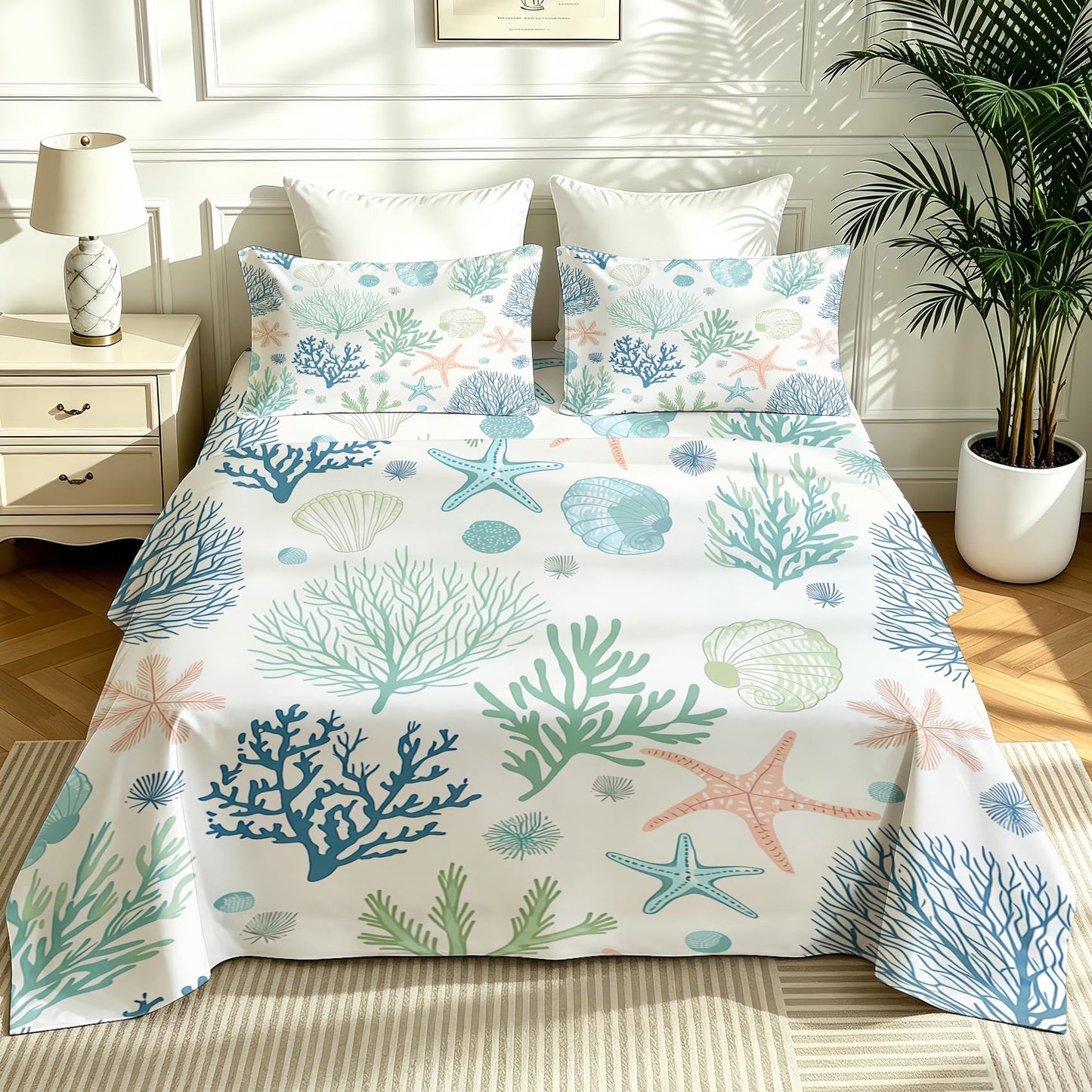 Coral Queen Bedding Set Marine Life Sheet Sets