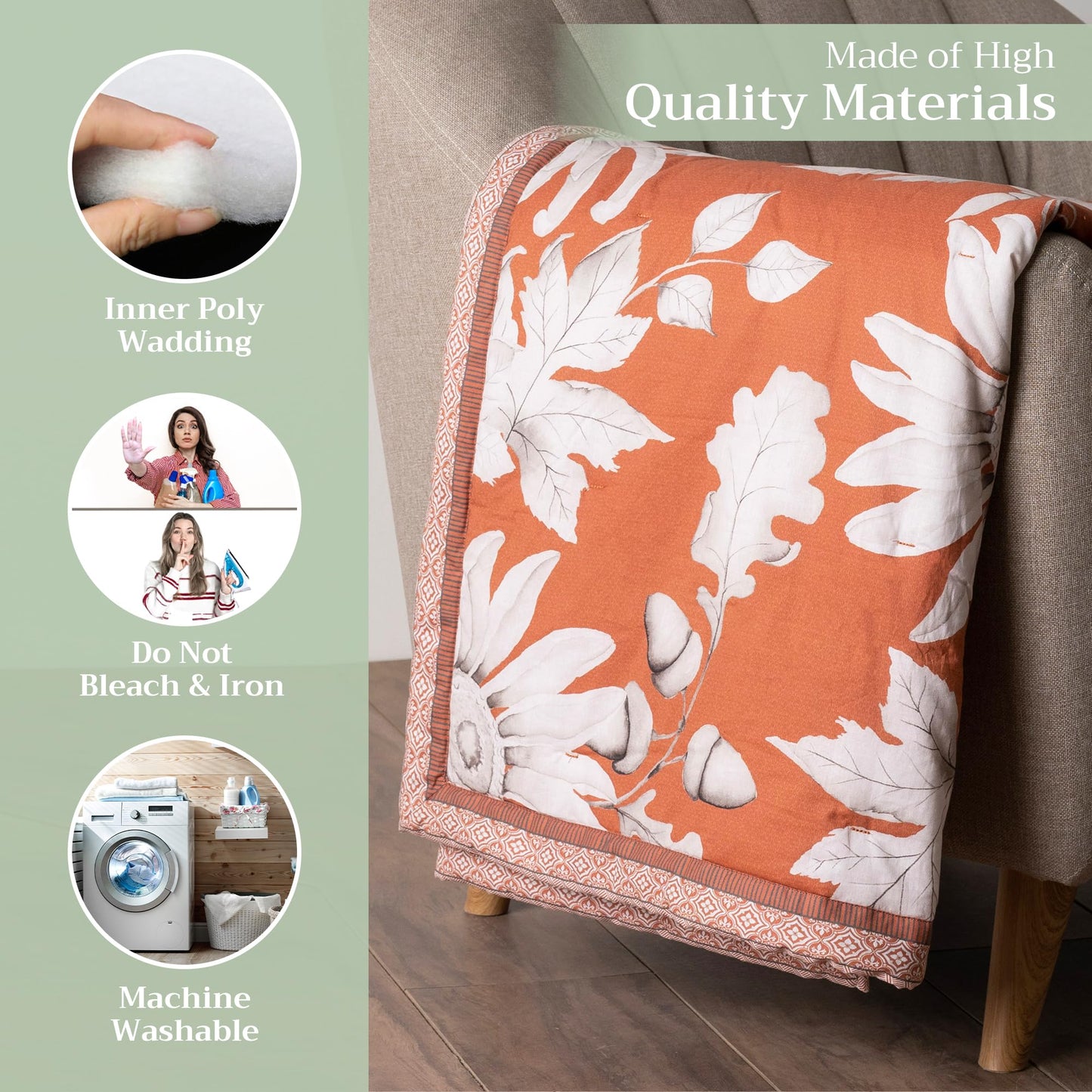 Maison d' Hermine Throw Blanket for Couch Lightweight Soft Warm Breathable Cotton Throw Blankets for Bed Girls Boys Women Men Gifts Room Spring Summer (Pretty Autumn - Langoustino, 60" X 80")