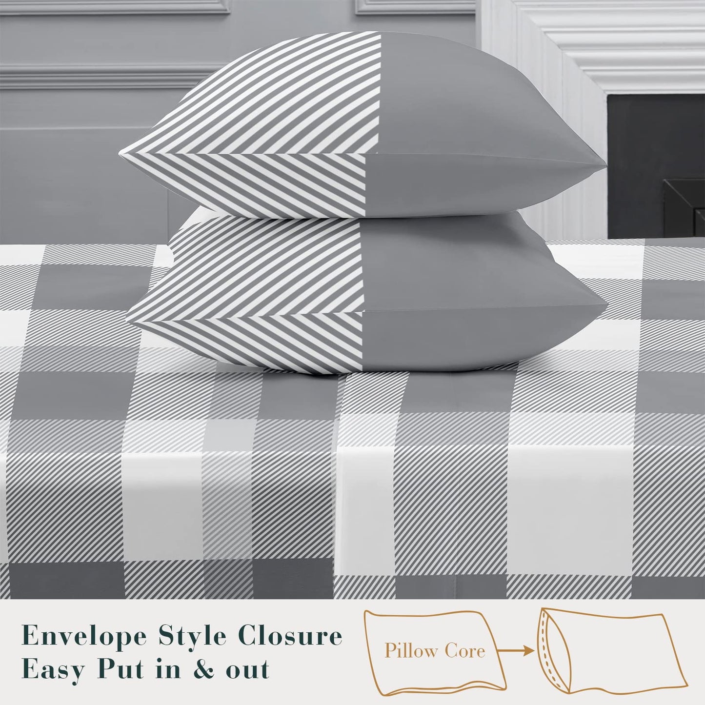 YIYEA Twin Sheets Set, Premium Double Brushed Microfiber Bed Sheet Set for All Season, Soft Breathable, 16" Deep Pocket, Shrinkage and Fade Resistant, 3PC, Twin