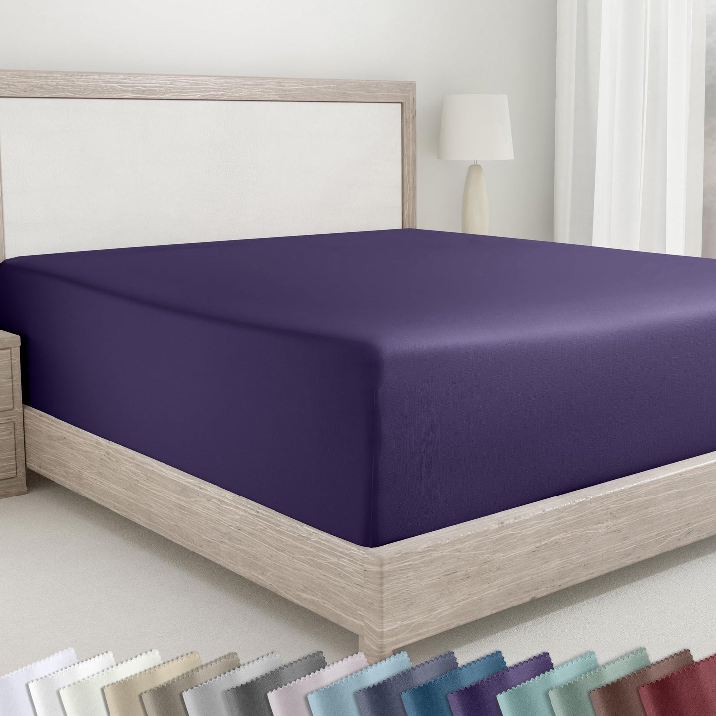 California Design Den King Fitted Sheet Cotton, Deep Pocket Soft 400 Thread Count 100% Cotton, No Pop-Off Elastic, Durable Sateen Weave Sheet Only (King, Purple)
