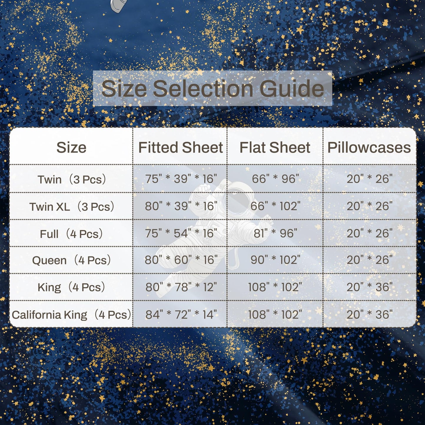 Astronaut Bedding Set 4 Pcs Boys Space Galaxy Queen Sheets