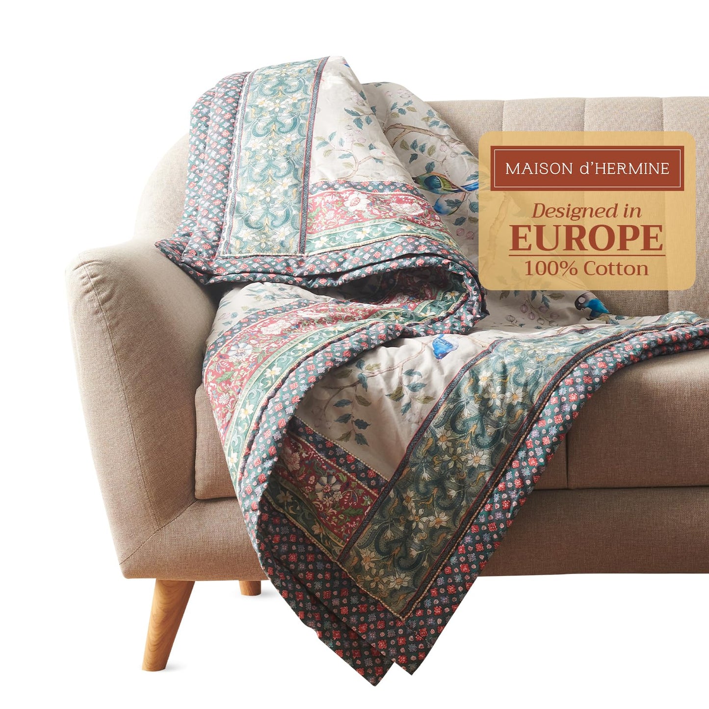 Maison d' Hermine Throw Blanket for Couch Lightweight Soft Warm Breathable Cotton Throw Blankets for Bed Girls Boys Women Men Gifts Sofa Travel Living Room Spring Summer (Osaka, 60" X 80")