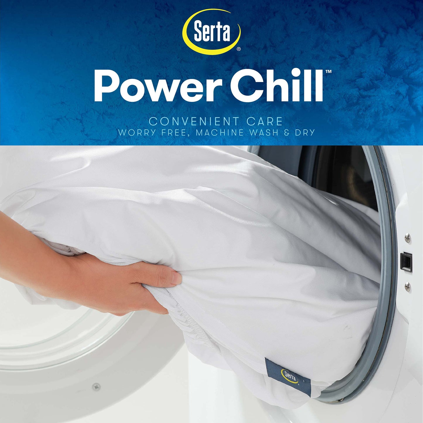 Serta Power Chill Waterproof Mattress Cover, Soft and Breathable Cooling Mattress Protector, 15" Elastic Deep Pocket for Secure Fit, Full, White