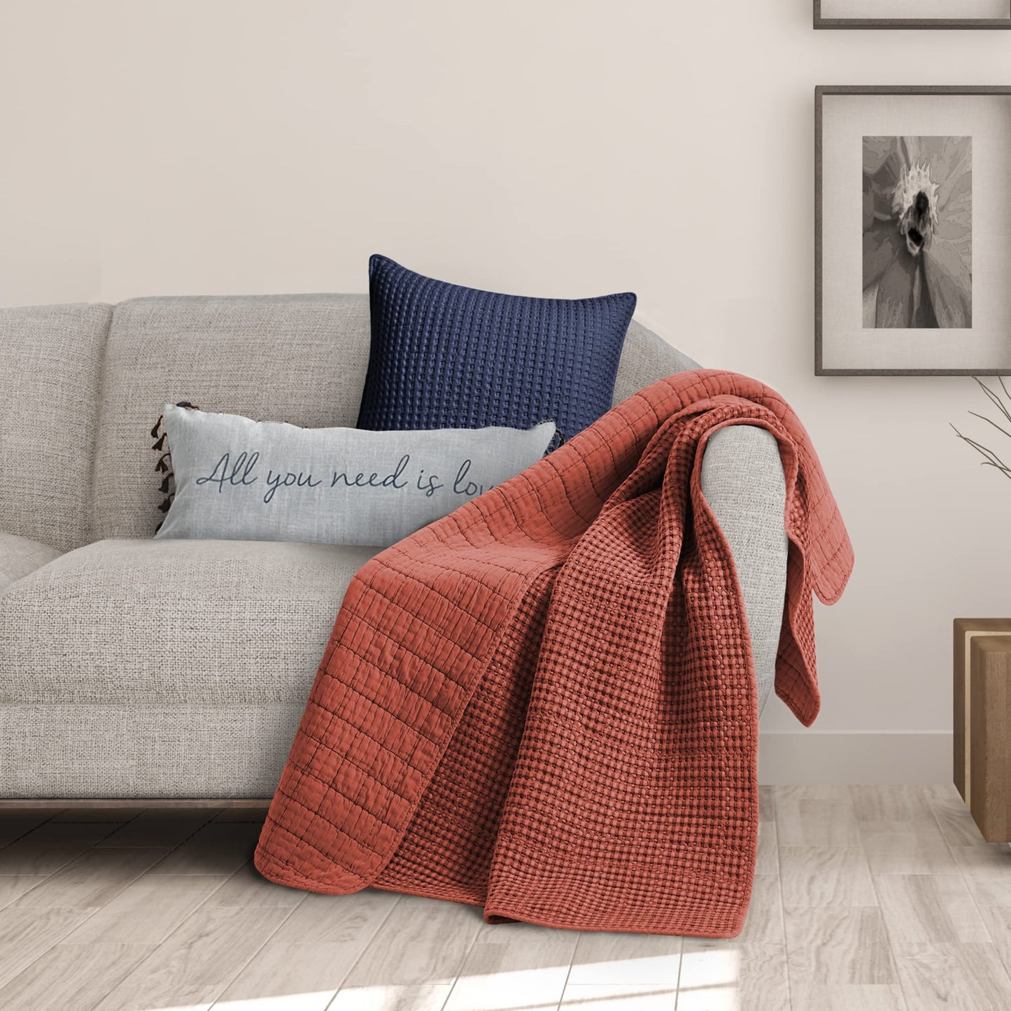 Levtex Home - Mills Waffle - Throw - Adobe Cotton Waffle - Throw Size 50 x 60in.