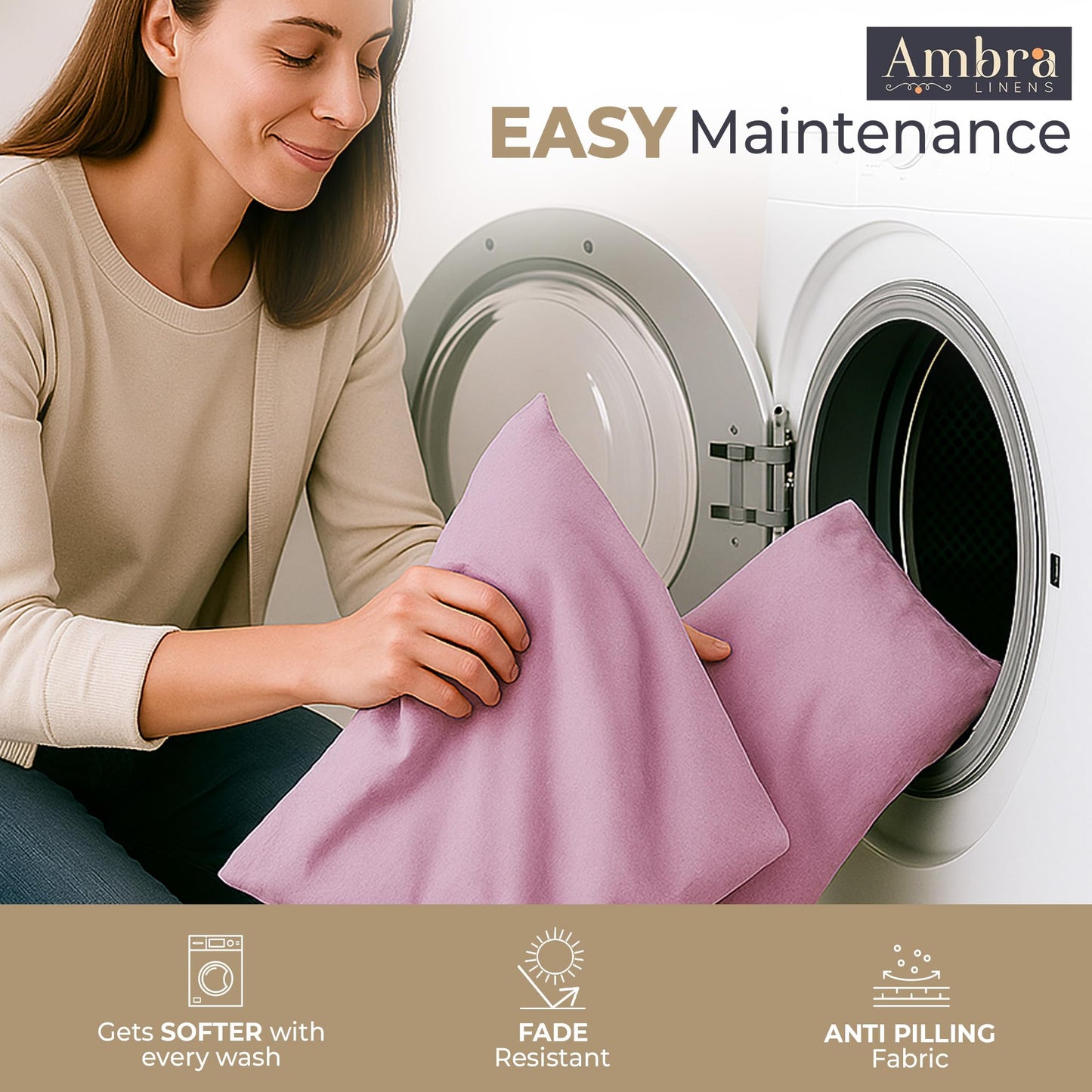 Ambra Linens - Ultra Soft Pillow Protectors 300TC Set of 2 Breathable Pillow Covers 100% Protection Against Stains, Dust & Dirt - Machine Washable