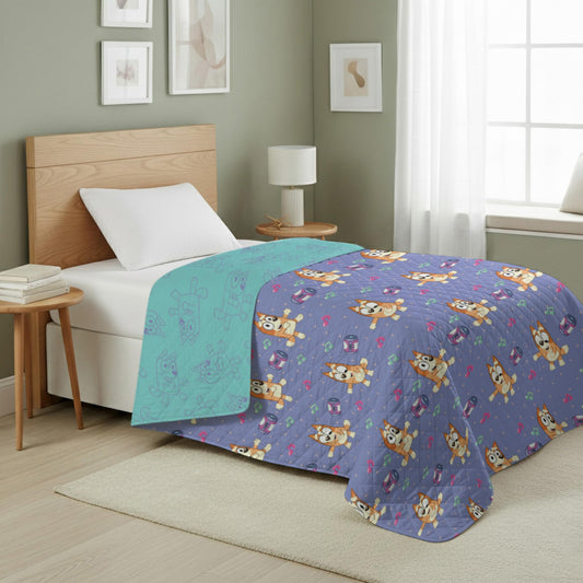 Northwest Bluey Bingo Dance Party Quilted Throw Blanket – Official Cartoon Throw Blanket Featuring Bluey, for Adults Boys Girls Bed, Couch, or Playroom, 60 x 80 Inches